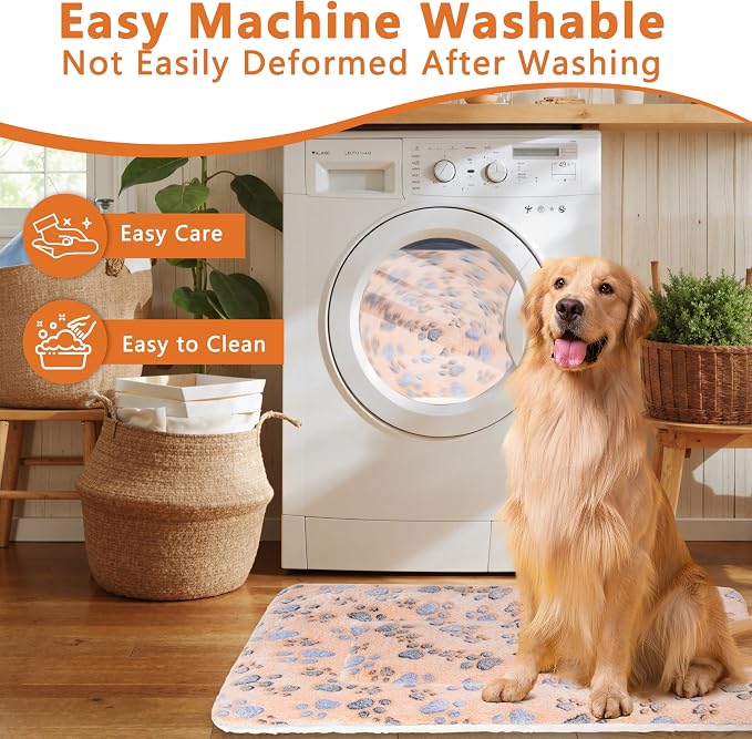 Dog Bed Mat,Soft Dog Kennel Pad with Cute Pattern (Orange Paw, XXL) | Multi-Size Durable & Machine Washable,Pet Pad for Dogs & Cats