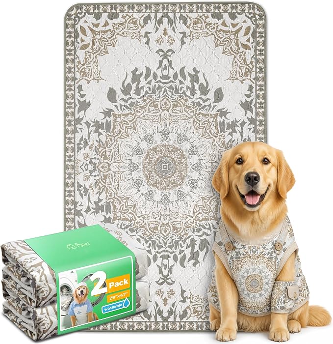 FXW Washable Pee Pads for Dogs, Super Absorbent, 29" x 47", 2 Packs | Machine washable, Non-slip backing