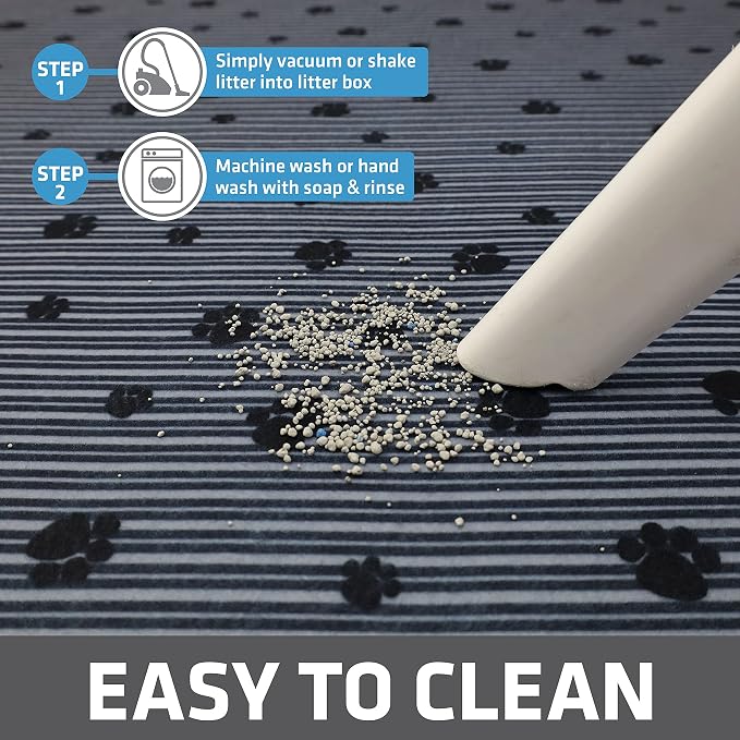 Drymate Cat Litter Box Mat Litter Trapping Mat Dark Grey, 28x36 XL, 2-Pack | Waterproof, Urine-Proof, Absorbent, Machine Washable, Soft on Paws, Contains Mess, Protects Floors, Kitten Supplies, USA Made