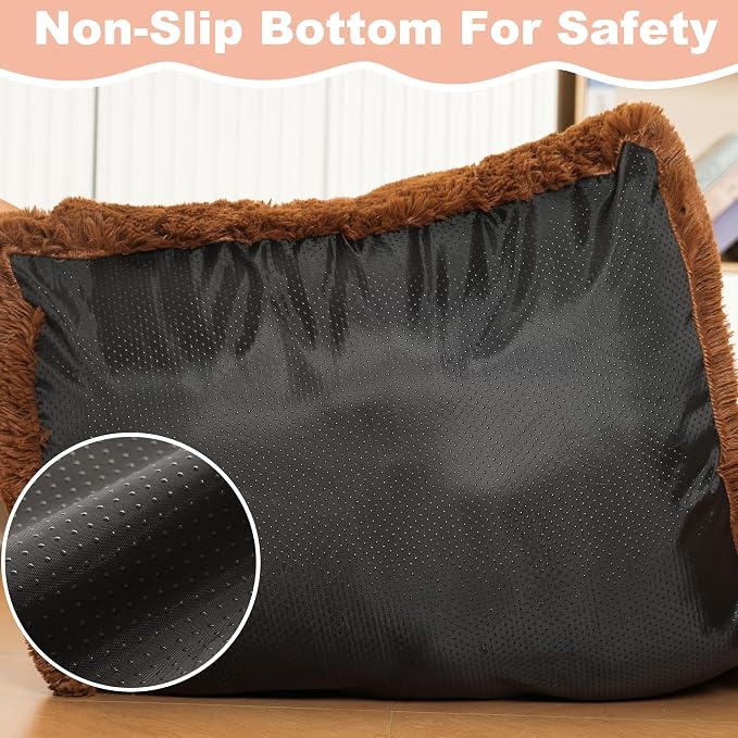 Bedfolks Waterproof Dog Crate Bed, Plush Dog Pad, 23"x18", Solid Brown | Faux Fur Plush Cover, Removable Washable Outer, Waterproof Inner Lining, Non-Slip Base, Crate Pad and Dog Pillow