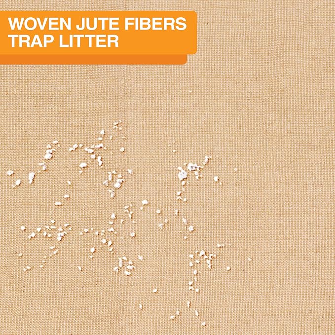 Neater Pets Jute Cat Litter Trapping Mat - Catches Spilled Litter Mess from Kitty Litter Box to Protect Floors, Soft on Cats Paws, Anti-Skid Backing, Easy to Clean, Beige, 24" x 36"