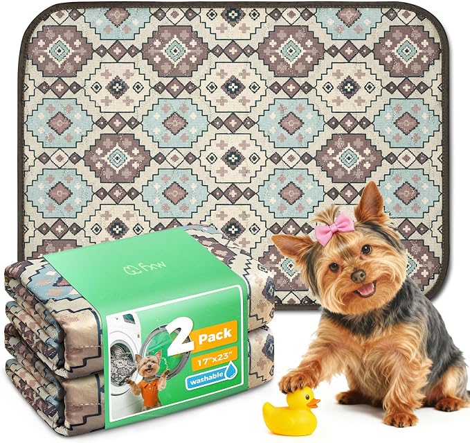 FXW Washable Pee Pads for Dogs, Super Absorbent, 17" x 23", 2 Packs | Machine washable, Non-slip backing