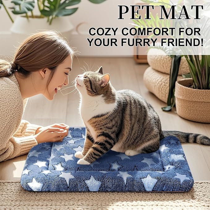 Dog Bed Mat, Reversible Crate Pad & Cute Dog Bed - Machine Washable Kennel Mat with Ultra Soft for Small Dogs & Cats