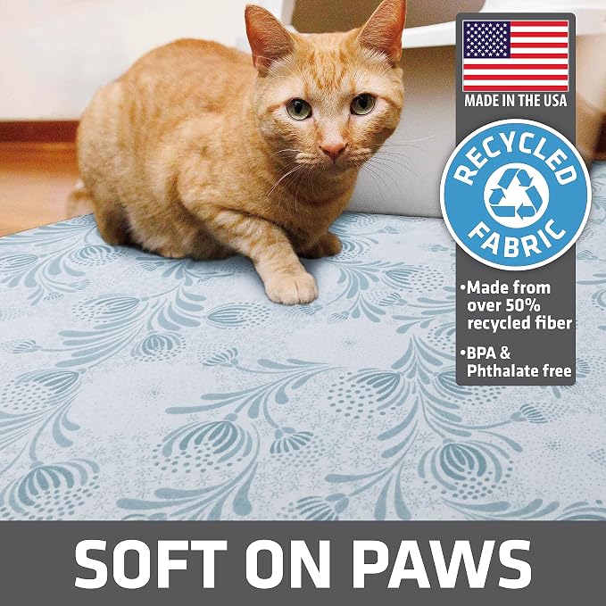 Drymate Cat Litter Box Mat, Litter Trapping Mat, Light Blue, 29x36 XL | Waterproof, Urine-Proof, Absorbent, Machine Washable, Soft on Paws, Contains Mess, Protects Floors, Kitten Supplies, USA Made