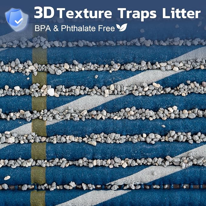 Cat Litter Mat, 40"x25" Jumbo Foam Litter Box Mat | Extra Large Coverage, Soft on Paws, Trimmable Design, BPA-Free Foam, Leak-Proof, Machine Washable, Navy Chevron