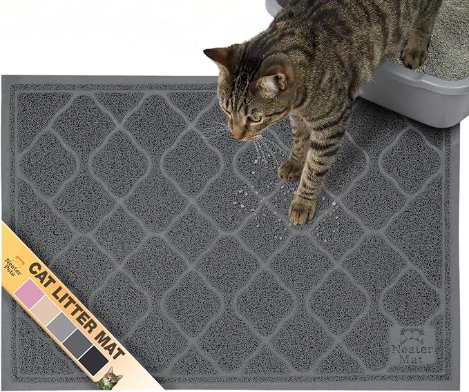 Neater Pets Neater Mat Cat Litter Mat, Thick & Durable Cat Mat for Litter Box, Trapper Pad Catches Mess to Protect Indoor Floors, Soft on Kitty Paws, Anti-Skid Grip Backing, Easy to Clean, Charcoal