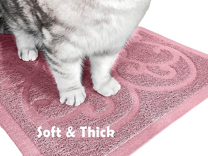 PetLike Cat Litter Box Mat, Thick Kitty Litter Trapping Mat, Durable,Waterproof &Washable with Non-Slip Backing, Soft on Kitty Paws and Easy to Clean, BPA Free