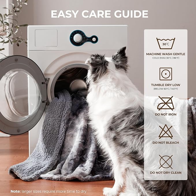Waterproof Dog Blanket for Extra Large Dogs, Washable Pet Blankets for Couch Furniture Protection with Soft Plush Reversible Design, Cat Throw for Calming Kitten Doggy, Tie-dye Grey, 60x80