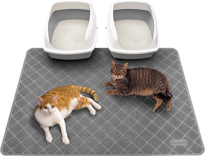 Conlun Cat Litter Mat Litter Trapping Mat, 47" x 35" Premium Durable PVC Grid Mesh with Scatter Control, Non-slip, Less Waste Cat Litter Box Mat, Soft on Kitty’s Paws, Urine Waterproof