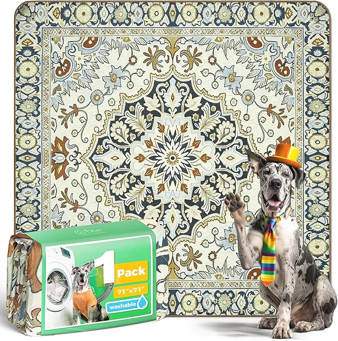 FXW Washable Pee Pads for Dogs, Super Absorbent, 71" Square, 1 Pack | Machine washable, Non-slip backing, Fits 32"/40"/45"H 8-Panel FXW Rollick/Homeplus Playpens