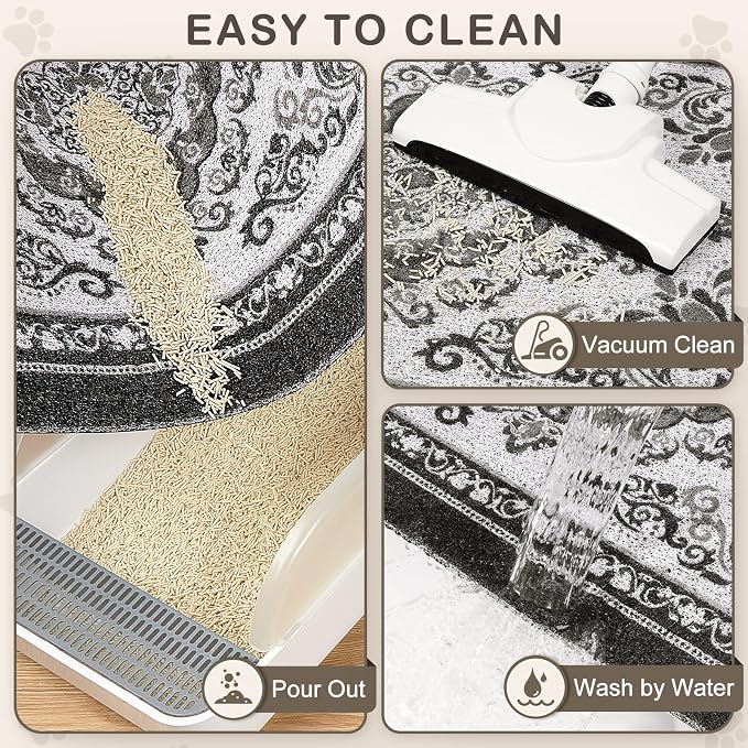 Unicorn Catcher 40"x30" Cat Litter Mat Non-Slip Washable Litter Box Mat | High-Density PVC Litter Catcher Mat Efficiently Traps Scattered Litter From Paws To Keep Floors Clean