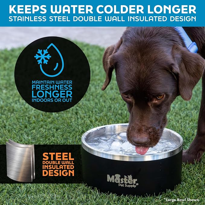 Master Pet Supply Stainless Steel Dog Bowls - 32 oz, Heavy Duty - Camo Patrol, Double Wall Extra-Thick Insulated, Non-Slip Pet Water Bowl for Dogs, Cats & Pets, Anti Rust Metal, Dish Washer Safe