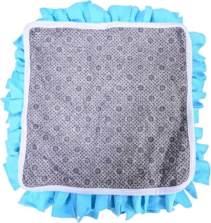 Pet Fleece Snuffle Mat Square Shape Foraging Mats Interactive Feeding Toy Anti Slip Slow Feeder Treat Dispenser for Dog Rabbit Guinea Pig (Blue/Yellow/Purple)