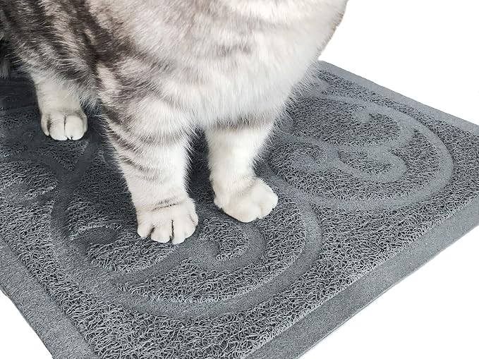 PetLike Cat Litter Box Mat, Thick Kitty Litter Trapping Mat, Durable,Waterproof &Washable with Non-Slip Backing, Soft on Kitty Paws and Easy to Clean, BPA Free