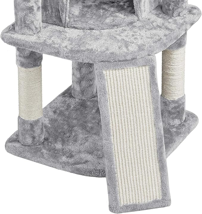 Topeakmart 42in Cat Tree Tower for Indoor Cats, Cat Condo with Perch & Hammock, Activity Center, Multi-Level Cat Furniture with Scratching Posts, Cat House, Light Gray