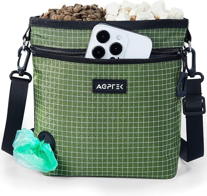AGPTEK Dog Training Treat Pouch, Magnetic Dog Walking Pouch | Removable/Split Snack Bag, Poop Bag Dispenser, Quick Access,Water-Resistant, Hands-Free for Training, Walk, Hiking, Run