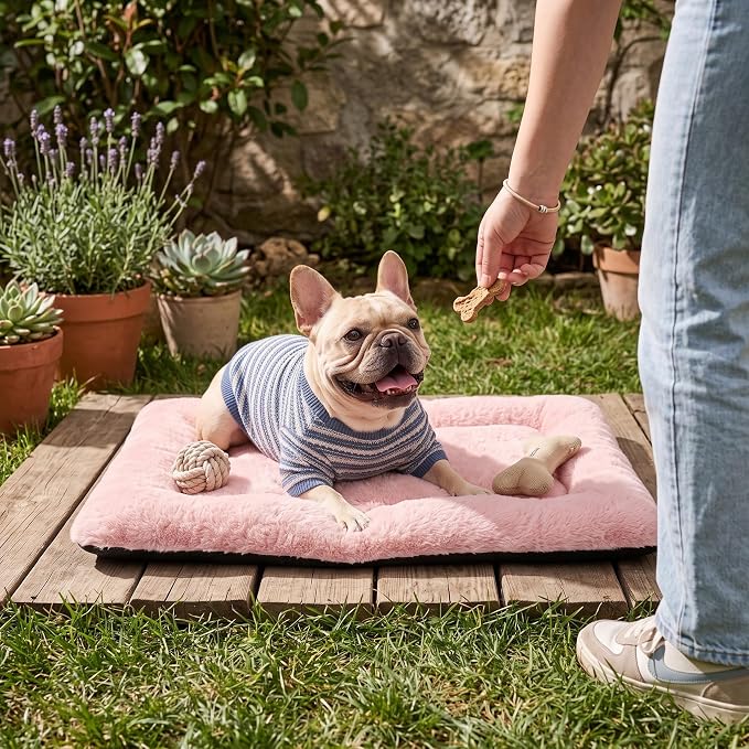 Dog Bed 30" for Metal Crate Pad, Washable Kennel Mat for Medium Dogs & Pets | Soft faux rabbit fur, non-slip,machine wash/dry, plush cushioning, for crates, floors & travel, multiple sizes for all breeds