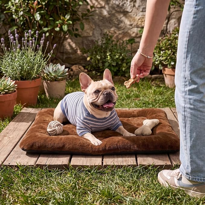 Dog Bed 30" for Metal Crate Pad, Washable Kennel Mat for Medium Dogs & Pets | Soft faux rabbit fur, non-slip,machine wash/dry, plush cushioning, for crates, floors & travel, multiple sizes for all breeds