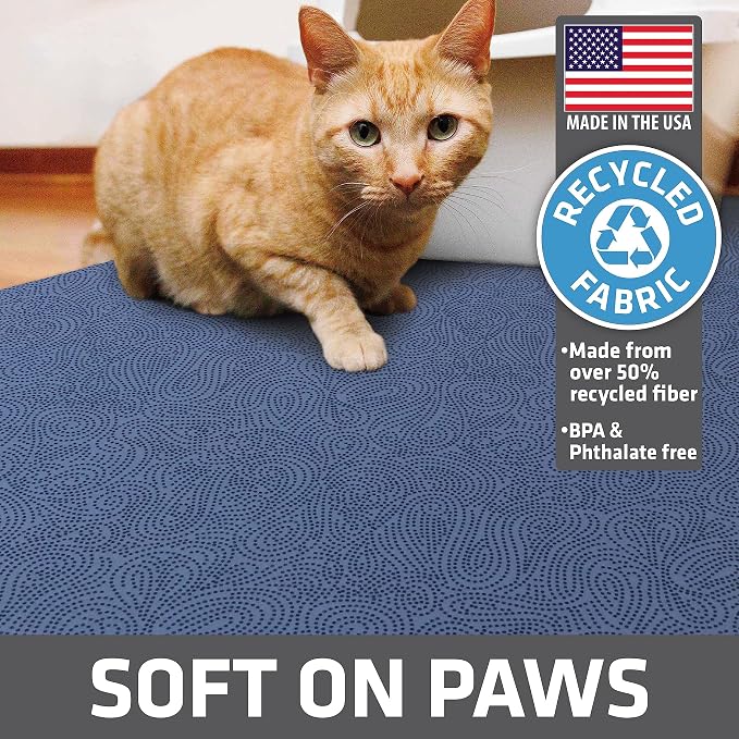 Drymate Cat Litter Box Mat, Litter Trapping Mat, Blue, 29x36 XL | Waterproof, Urine-Proof, Absorbent, Machine Washable, Soft on Paws, Contains Mess, Protects Floors, Kitten Supplies, USA Made