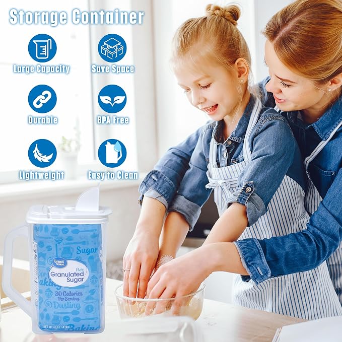 Buddeez Kitchen Pantry Container - Easy Grip Handle for Mess Free Use | Clear container for easy visibility, Easy-grip handle, Easy-pour spout, For flour, sugar, cereal, rice and dry goods