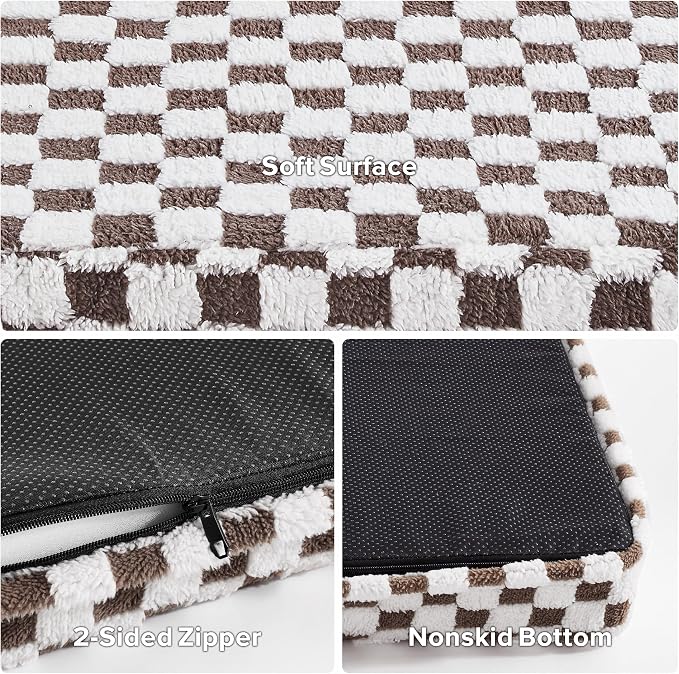 JOEJOY Dog Bed for Large Dogs, Large Orthopedic Dog Bed with Removable Washable Cover, Cute Modern Plush & Memory Egg Crate Foam Dog Bed, 36 x 27 inch, Cofffee