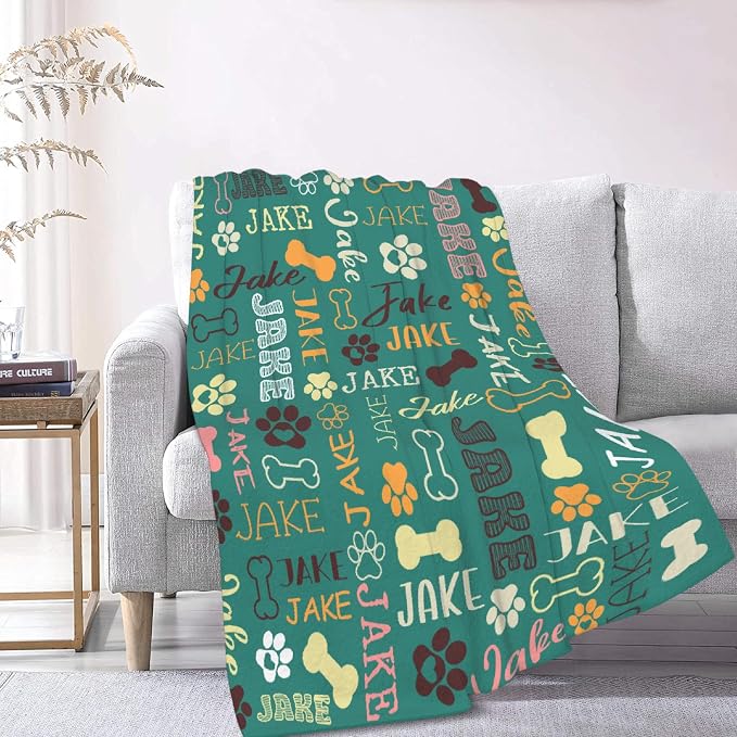 Custom Dog Blankets with Pictures, Personalized Name Blanket for Pets, Customized Pet Photo Throw,The Lightweight Blanket All-Season 50"x40"for Kids