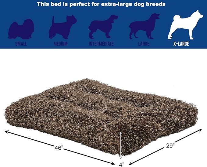 MidWest Homes for Pets XL QuietTime Deluxe Coco Chic Pet Bed, Ultra-Soft & Overstuffed, Machine Washable, Fits 48-inch Crate
