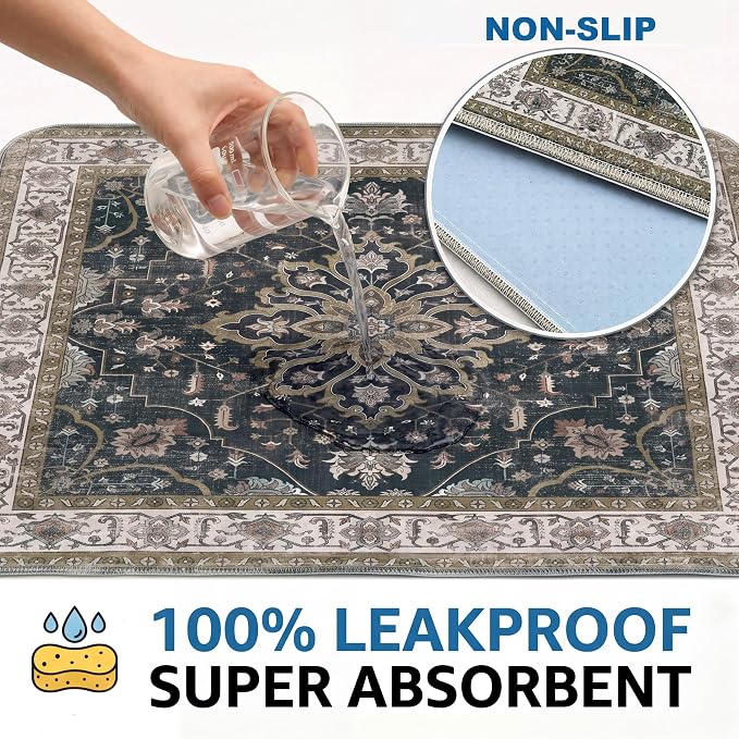 Washable Pee Pads for Dogs,Great Urine Absorbent Reusable Puppy Training Pads,Waterproof,Leak-Proof & Non-Slip Potty Pads for Whelping,Crate,Playpen,Bed.(Black Floral,48"x48")