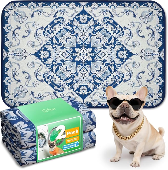 FXW Washable Pee Pads for Dogs, Super Absorbent, 23" x 35", 2 Packs | Machine washable, Non-slip backing