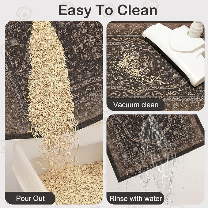 Glittme Cat Litter Mat, 40"x30" Non-Slip Washable Trapping Mat for Cats | Litter Trapping Mat With Thick PVC Coil To Catch Scatter, Soft On Paws And Waterproof Bottom To Protect Floors