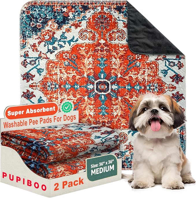 PUPIBOO Washable Pee Pads for Dogs & Cats - 72x72 - Super Absorbent Reusable Puppy Training