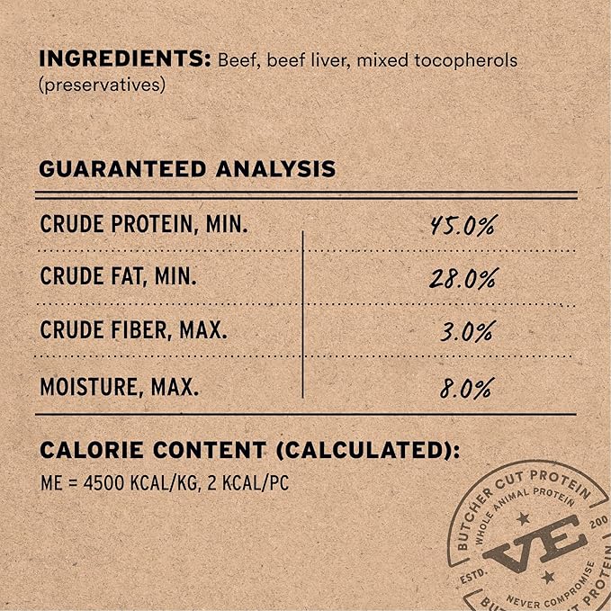 Vital Essentials Freeze Dried Dog Treats, Beef Bites, 2.5 oz Bag | Single Protein, Made With Beef & Liver, Premium Quality Protein, Grain-Free Training Treats