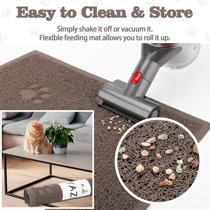 Darkyazi Cat Litter Box Mat for Floor Litter Trapping Mat Non-Slip Backing, Scatter Control, Easy Clean, Water Resistant, Soft on Paws (15.75" x 11.75",Coffee)