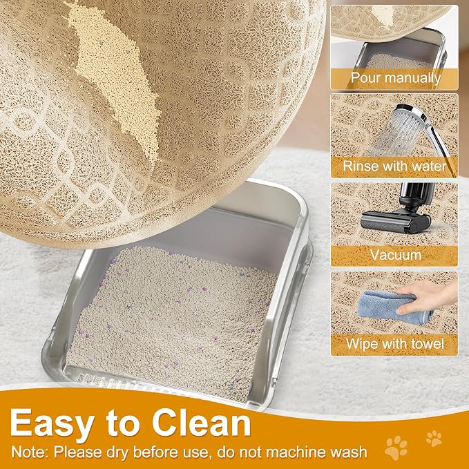 Cat Litter Box Mat, 35" x 24" Large Kitty Litter Trapping Mat Keep Floor Clean, Litter Box Mat Scatter Control, Waterproof, Easy to Clean, Durable Large Size Litter Mats for Floor