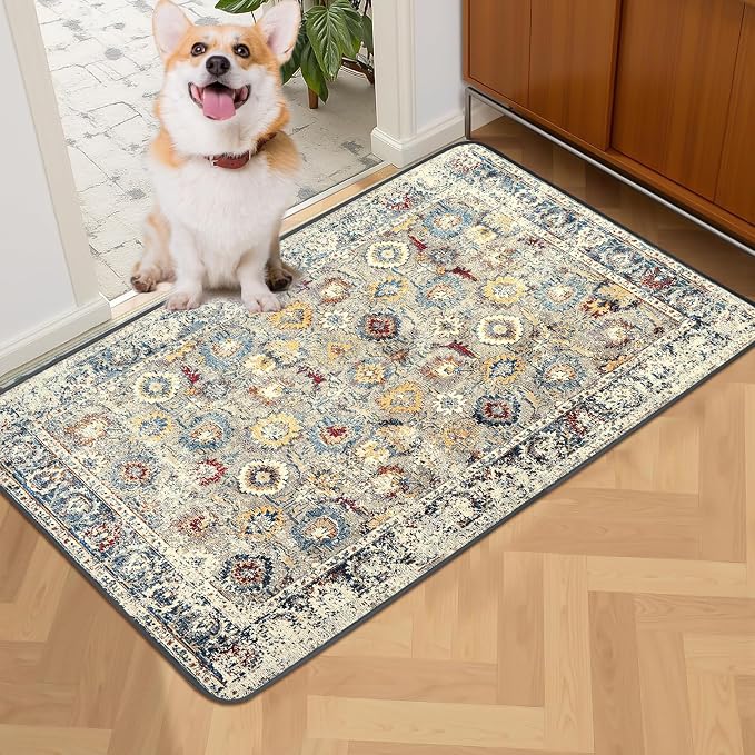 SCLOSE Washable Pee Pad for Dogs, 32" x 24" Reusable Puppy Pads Waterproof Dog Rugs, Super Absorbent, Leakproof, Dog Crate Pad, Playpen Mat, Whelping Pads, Vintage