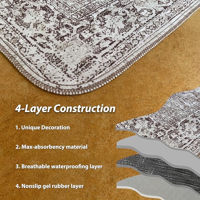 nunubaby Washable Pee Pads for Dogs, Stylish, Non-Slip and Leak-Proof Pee Pads. Reusable Potty Pads for Dogs for Crates and Floors.(Brown/Geo,18" x24" )