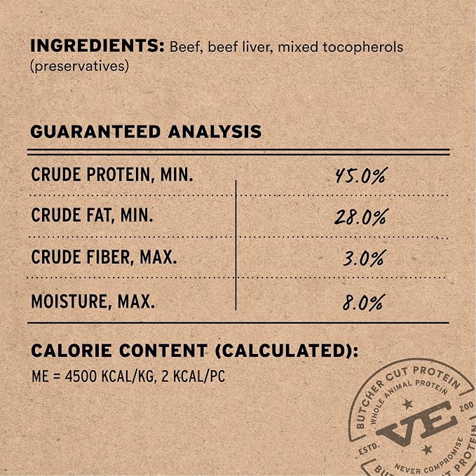 Vital Essentials Freeze Dried Dog Treats, Beef Bites, 6.2 oz Bag | Single Protein, Made With Beef & Liver, Premium Quality Protein, Grain-Free Training Treats