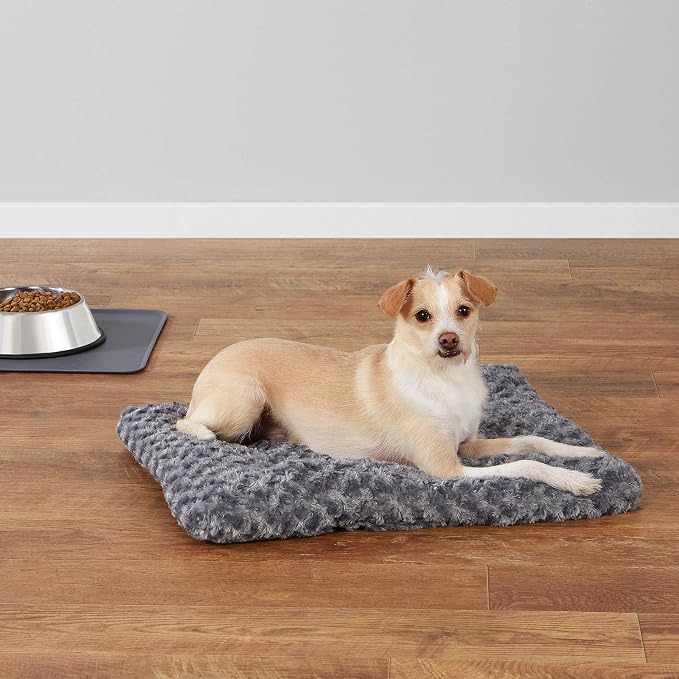 Amazon Basics Washable Cat and Dog Bed and Crate Pad, Indoor, Easy to Clean, 23" x 18" x 2.5", Gray