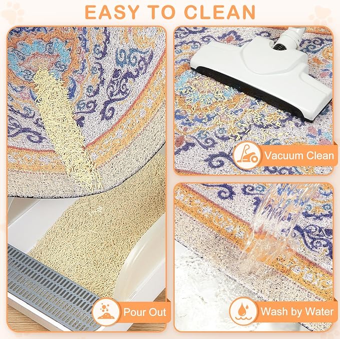 Unicorn Catcher 24"x15" Cat Litter Mat Non-Slip Washable Litter Box Mat | High-Density PVC Litter Catcher Mat Efficiently Traps Scattered Litter From Paws To Keep Floors Clean