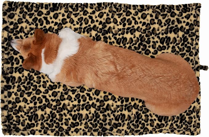 Furhaven ThermaNAP Self-Warming Cat Bed for Indoor Cats & Small Dogs, Washable & Reflects Body Heat - Quilted Faux Fur Reflective Bed Mat - Leopard, Small (Pack of 2)