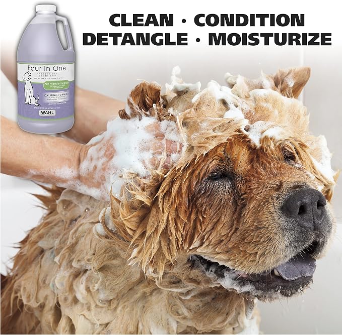 Wahl USA 4-in-1 Calming Pet Shampoo for Dogs, Lavender Chamomile, 64 oz | Half Gallon Shampoo For Multi-Dog Families To Clean, Condition, Detangle, And Moisturize Fur During Bath - Model 821000-050