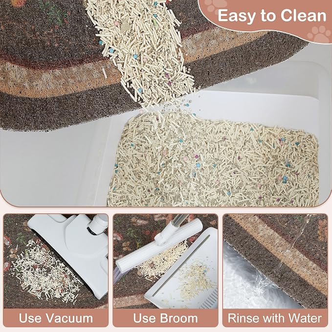 Bienbee Cat Litter Mat, 33" x 22" Dense Trapping Mesh for Litter Boxes | Litter Box Mat with PVC Mesh, Waterproof &Urineproof, Non-Slip Grip, Soft On Kitty Paws and Easy to Clean to Protect Floor