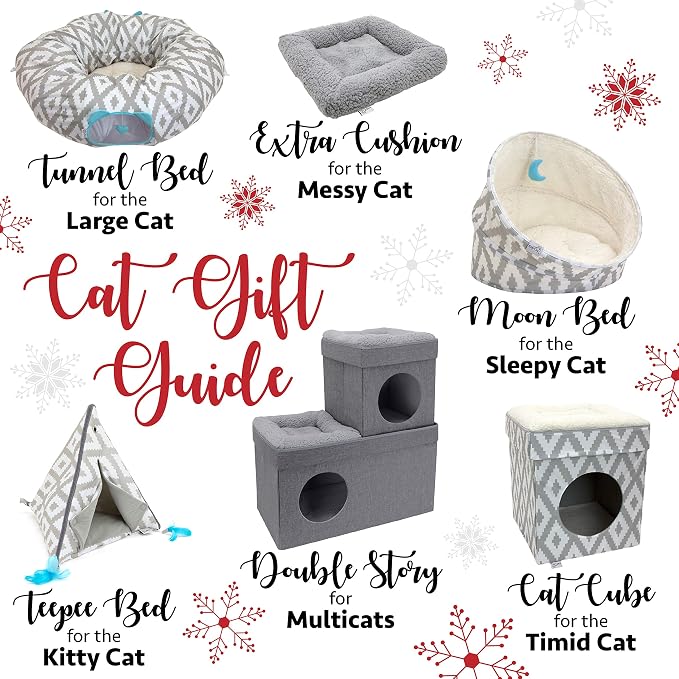Kitty City Large Cat Tunnel Bed, 2-in-1 Zip-Together Cat Play Tunnel & Plush Nap Bed, Pop-Up Indoor Cat Toy with Hanging Toys, Collapsible Design - White