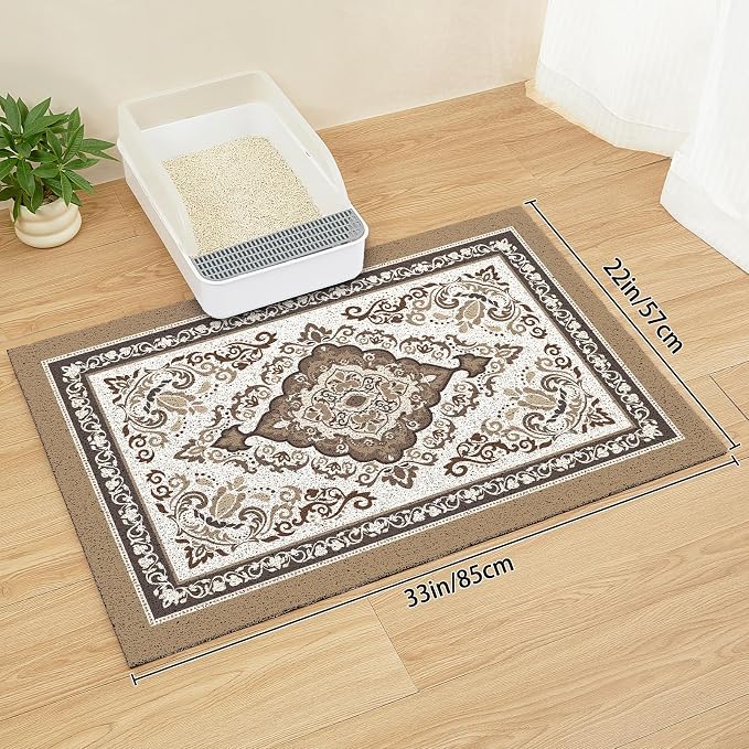 Unicorn Catcher 33"x22" Cat Litter Mat Non-Slip Washable Litter Box Mat | High-Density PVC Litter Catcher Mat Efficiently Traps Scattered Litter From Paws To Keep Floors Clean