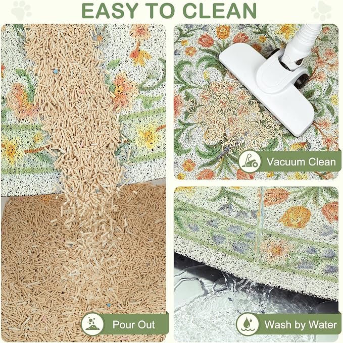 Unicorn Catcher 24"x15" Cat Litter Mat Non-Slip Washable Litter Box Mat | High-Density PVC Litter Catcher Mat Efficiently Traps Scattered Litter From Paws To Keep Floors Clean