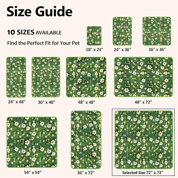 Washable Pee Pads for Dogs, Reusable Puppy Potty Training Pads, Ultra-Absorbent Thick Waterproof Leak-Proof Non-Slip Pads & Mat for Crate, Playpen, Floor, Whelping & Housebreaking , 1 Pack 72"x72"