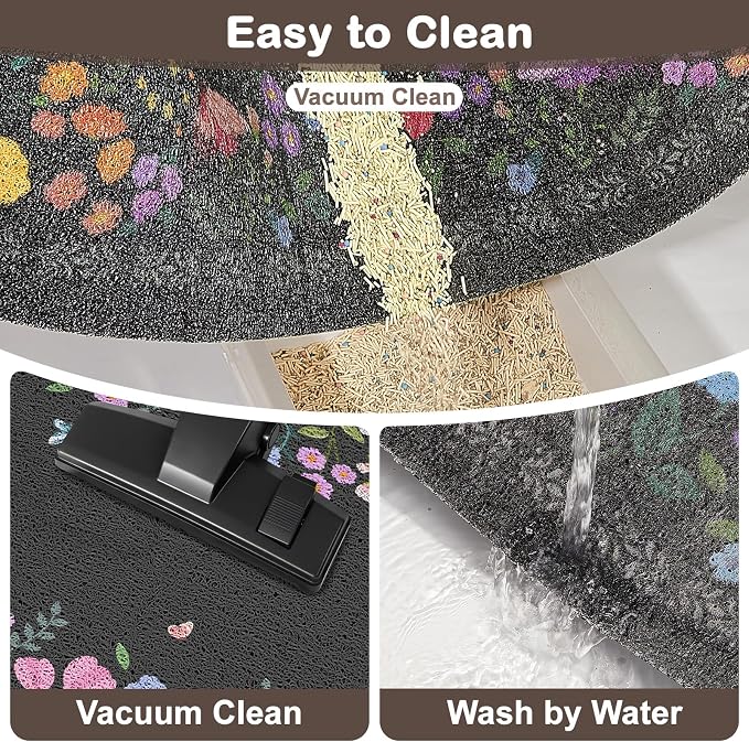 Unicorn Catcher 24"x15" Cat Litter Mat Non-Slip Washable Litter Box Mat | High-Density PVC Litter Catcher Mat Efficiently Traps Scattered Litter From Paws To Keep Floors Clean