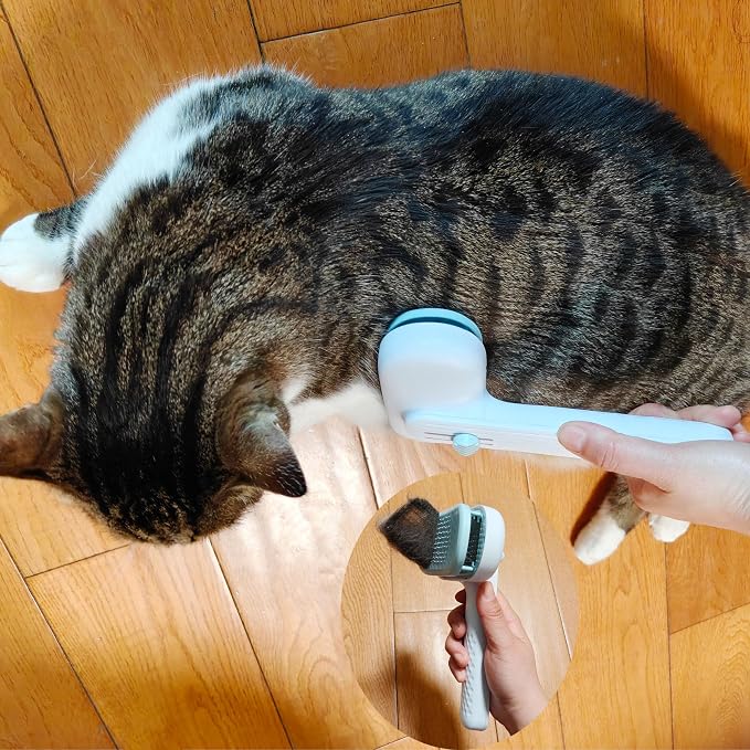 Self Cleaning Slicker Brush for Dogs & Cats - Deshedding Brush with Adjustable Release Button, Gentle Massaging Grooming Tool for Long & Short Haired Pets