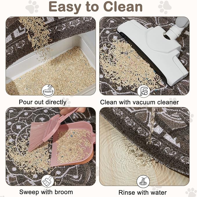 Glittme 33"x22" Cat Litter Mat with Mesh Design - Non-Slip & Waterproof Litter Trapping Pad for Litter Box Soft Texture for Pets,Dark Brown