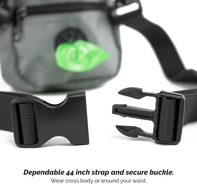 Dog Treat Pouch for Training with Poop Bag Dispenser | Adjustable Waist Belt, Metal Clip, Holds Treats Kibble and Accessories, Includes Pet Waste Bags